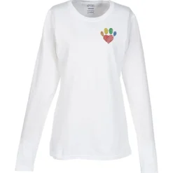 Port Classic 5.4-oz Long Sleeve T-Shirt - Ladies' - White - Embroidered