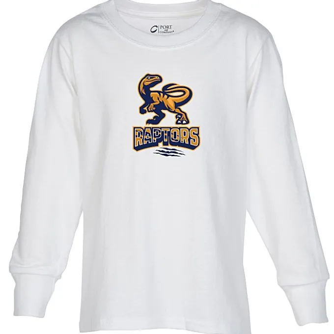 Port Classic 5.4-oz Long Sleeve T-Shirt - Youth - White - Full Color