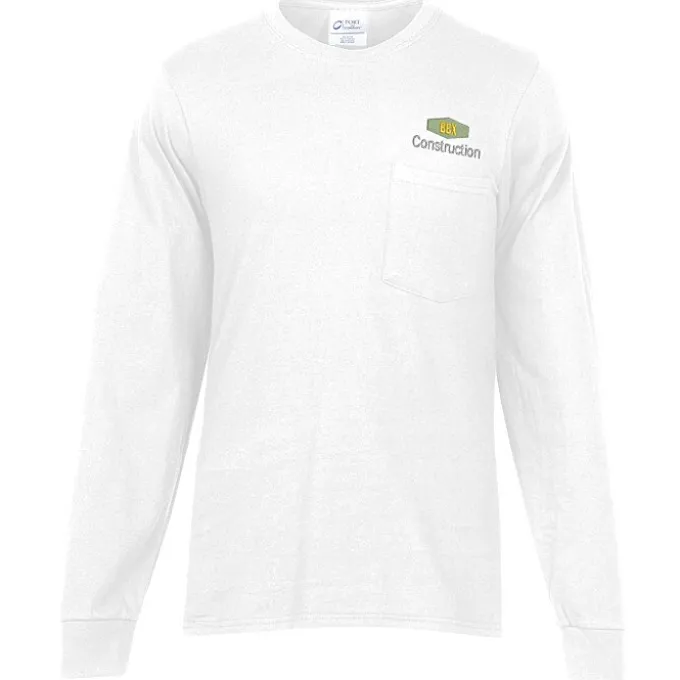 Port & Company Essential Long Sleeve Pocket T-Shirt - Embroidered