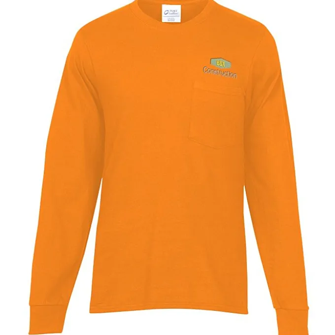Port & Company Essential Long Sleeve Pocket T-Shirt - Embroidered