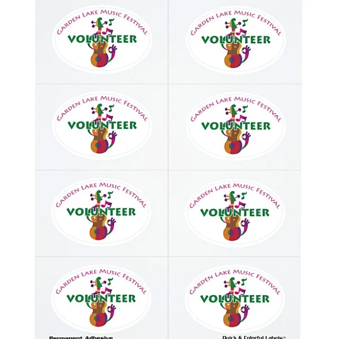 Quick & Colorful Perforated Sheeted Label - Oval 2 inches x 3 inches