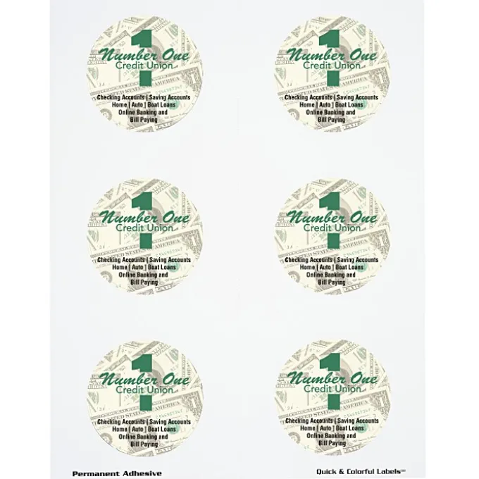 Quick & Colorful Perforated Sheeted Label - Circle 2-1/2 inches