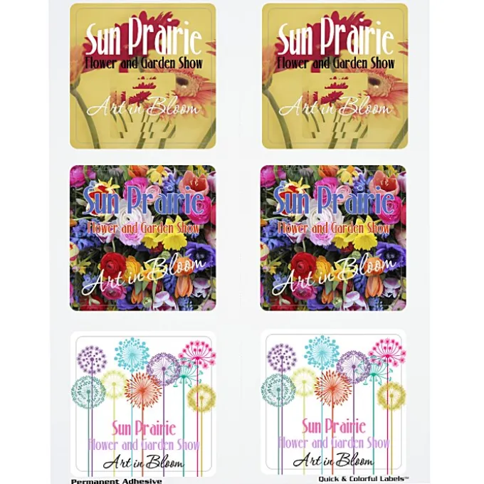 Quick & Colorful Perforated Sheeted Label - Square 3 inches x 3 inches