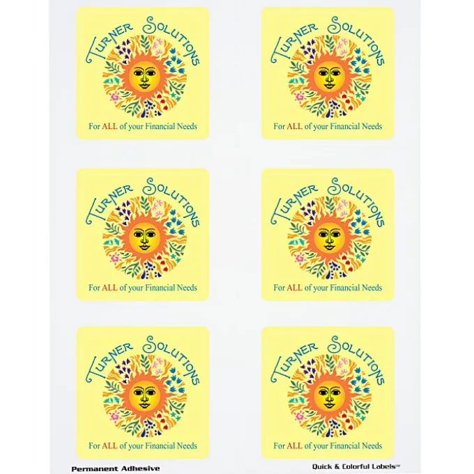 Quick & Colorful Perforated Sheeted Label - Square 2-3/4 inches x 2-3/4 inches