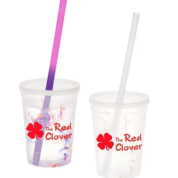 Rainbow Confetti Mood Cup with Straw - 11 oz