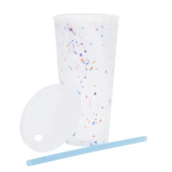 Rave Rainbow Confetti Mood Tumbler with Lid and Straw - 26 oz