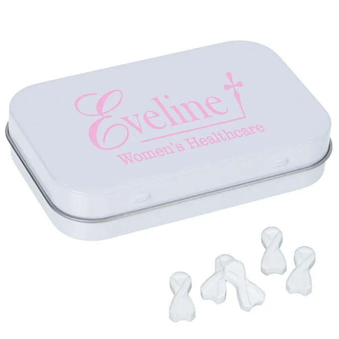Rectangular Tin with Shaped Mints - Ribbon
