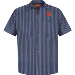 Red Kap Technician Short Sleeve Striped Work Shirt