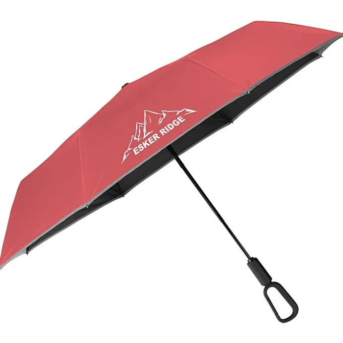 Reflective Edge Umbrella with Carabiner Handle - 46-inch Arc
