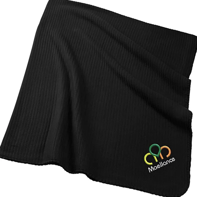Ribbed Fleece Blanket - Embroidered