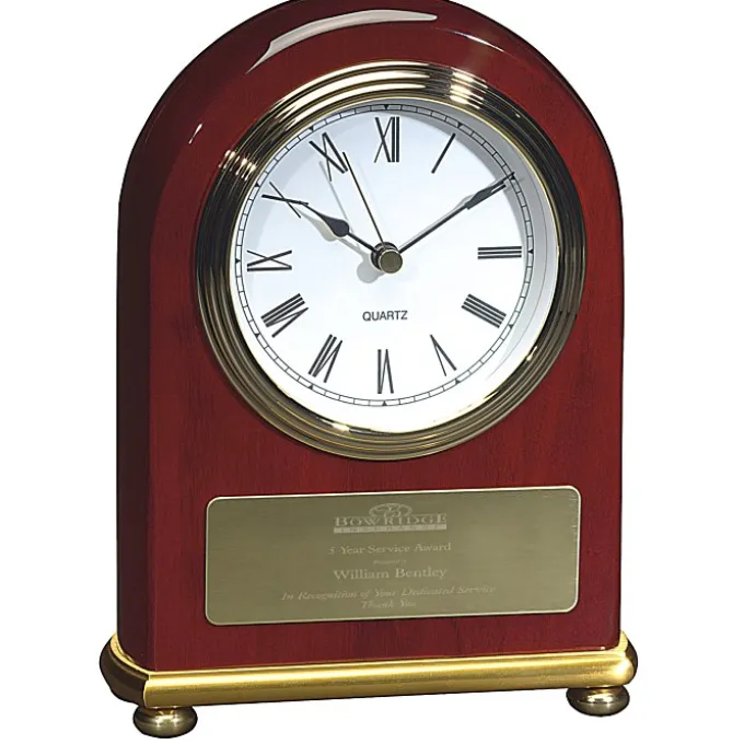 Rosewood & Brass Arch Clock