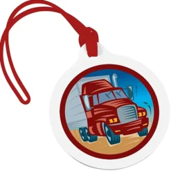 Round Luggage Tag with Tab - Opaque - Full Color