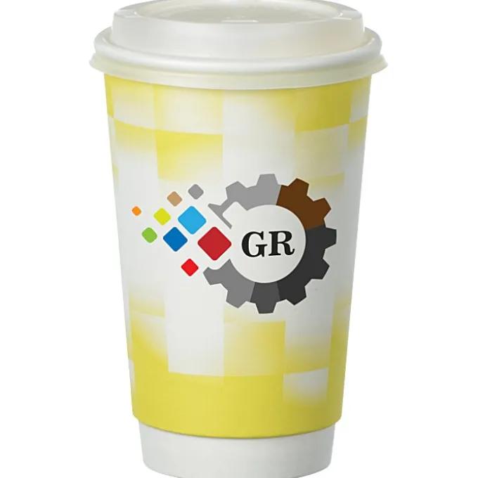 Shady Checkers Full Color Insulated Paper Cup with Lid - 16 oz.