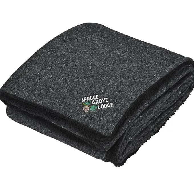 Sherpa Backed Heathered Blanket