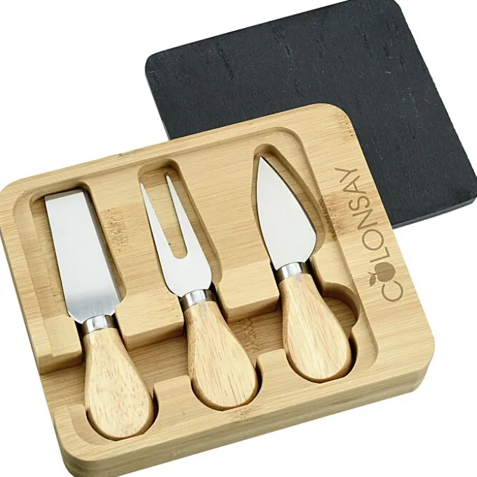 Slate & Bamboo Cheese Server Set