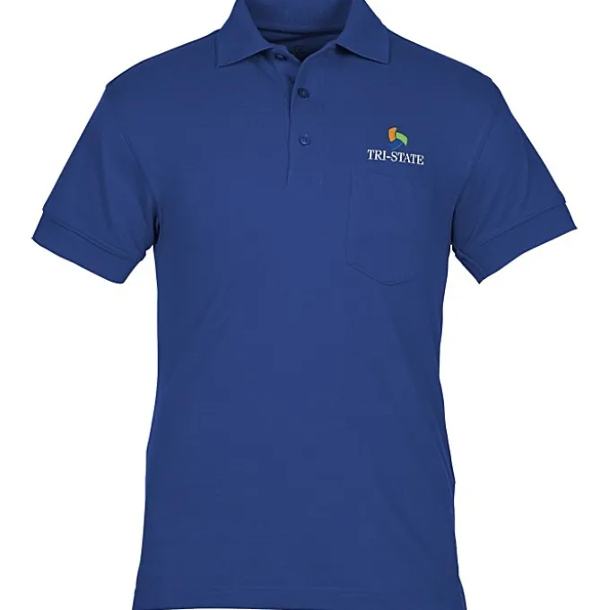 Smooth Touch Blended Pocket Pique Polo - Men's