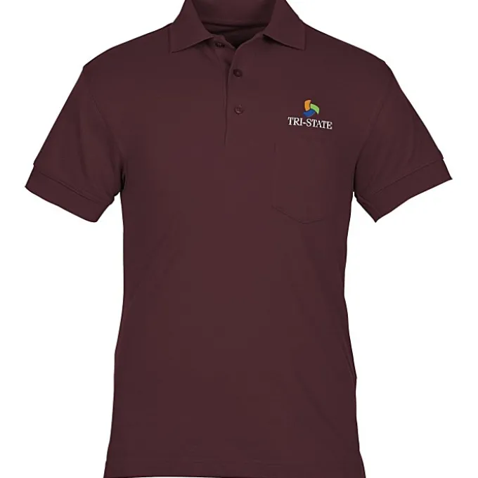 Smooth Touch Blended Pocket Pique Polo - Men's