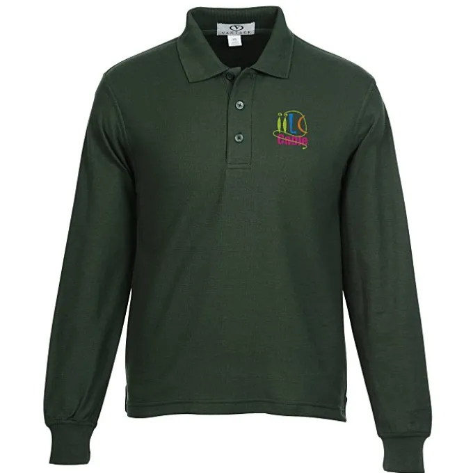 Soft-Blend Double-Tuck Long Sleeve Polo