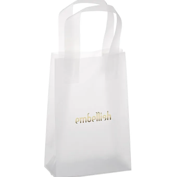 Soft-Loop Frosted Clear Shopper - 8 inches x 5 inches - Foil