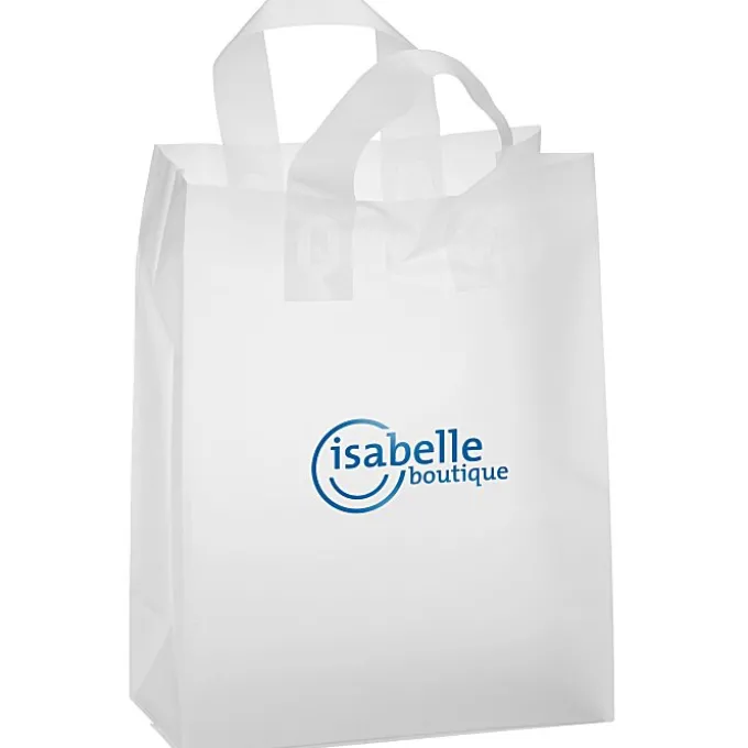 Soft-Loop Frosted Clear Shopper - 13 inches x 10 inches - Foil