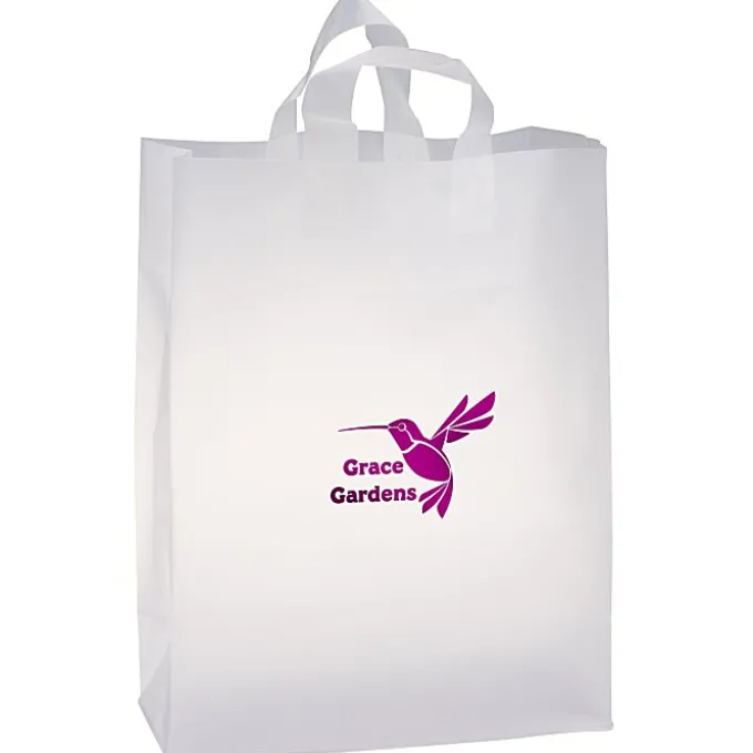 Soft-Loop Frosted Clear Shopper - 17 inches x 13 inches - Foil