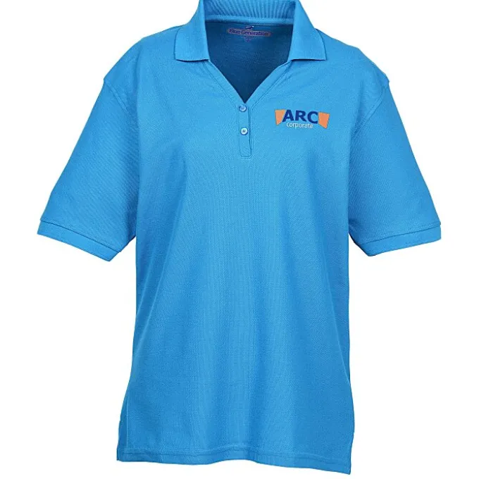 Soft Touch Pique Y-Placket Sport Shirt - Ladies' - Embroidered