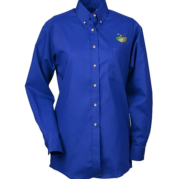 Soil Release Button Down Poplin Shirt - Ladies'
