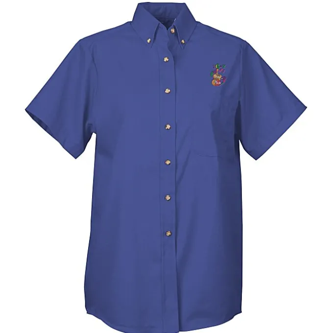Soil Release Button Down SS Poplin Shirt - Ladies'