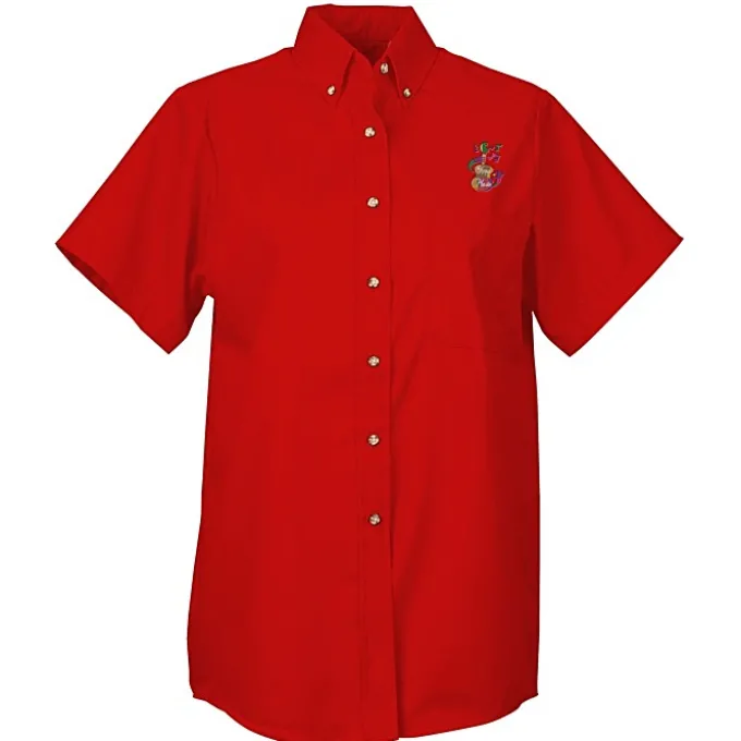 Soil Release Button Down SS Poplin Shirt - Ladies'