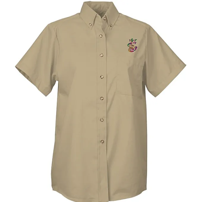 Soil Release Button Down SS Poplin Shirt - Ladies'