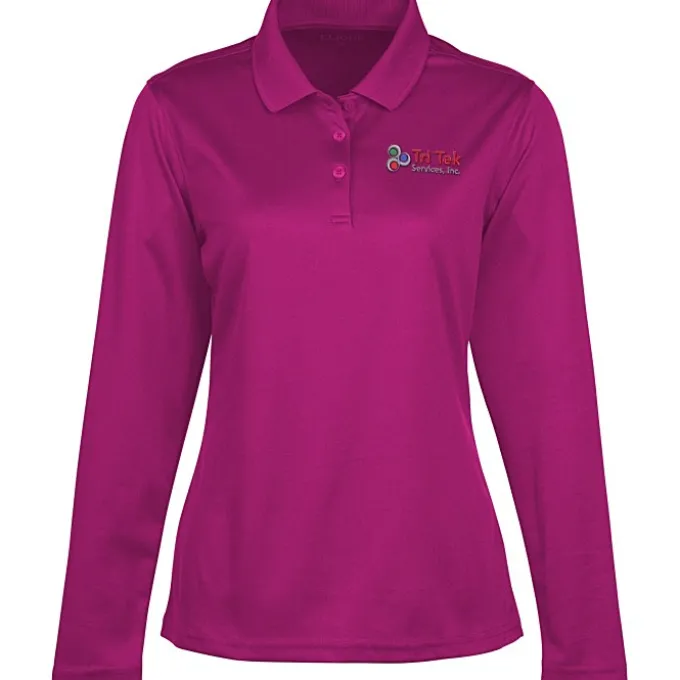 Spin Dye Long Sleeve Pique Polo - Ladies' - Embroidered