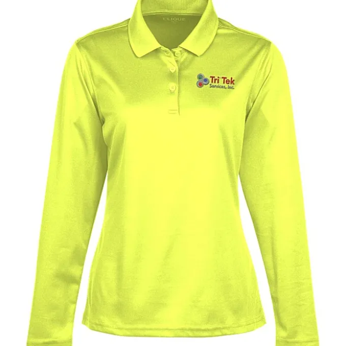 Spin Dye Long Sleeve Pique Polo - Ladies' - Embroidered