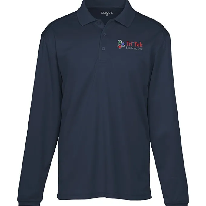 Spin Dye Long Sleeve Pique Polo - Men's - Embroidered