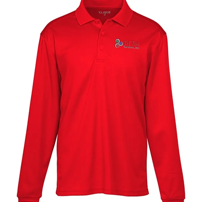 Spin Dye Long Sleeve Pique Polo - Men's - Embroidered