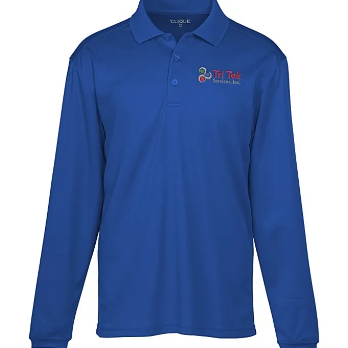 Spin Dye Long Sleeve Pique Polo - Men's - Embroidered