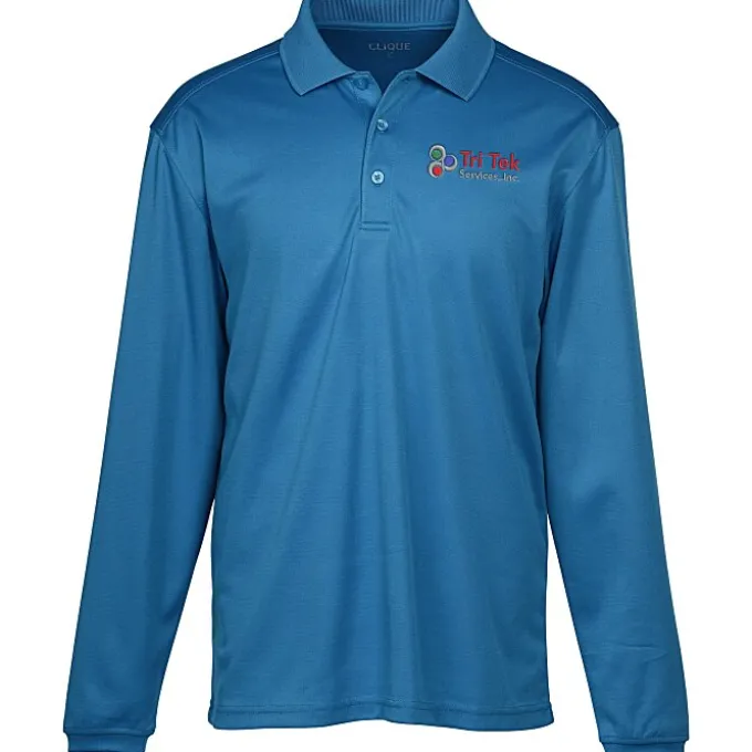 Spin Dye Long Sleeve Pique Polo - Men's - Embroidered
