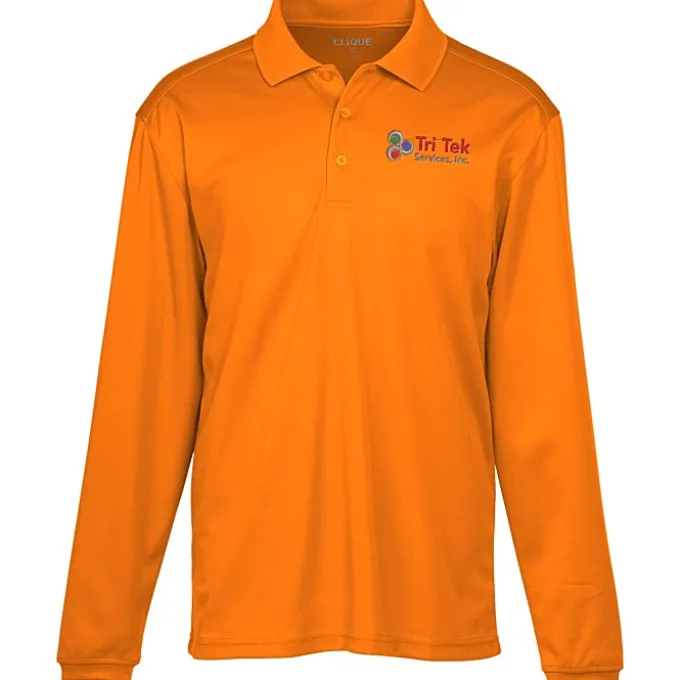 Spin Dye Long Sleeve Pique Polo - Men's - Embroidered