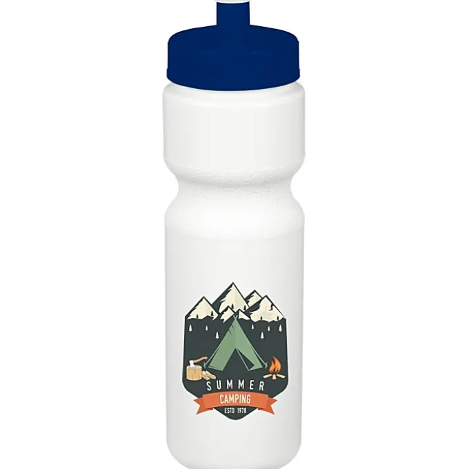 Sport Bottle with Push Pull Lid - 28 oz - White - Full Color