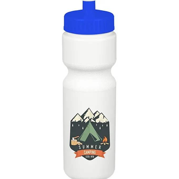 Sport Bottle with Push Pull Lid - 28 oz - White - Full Color