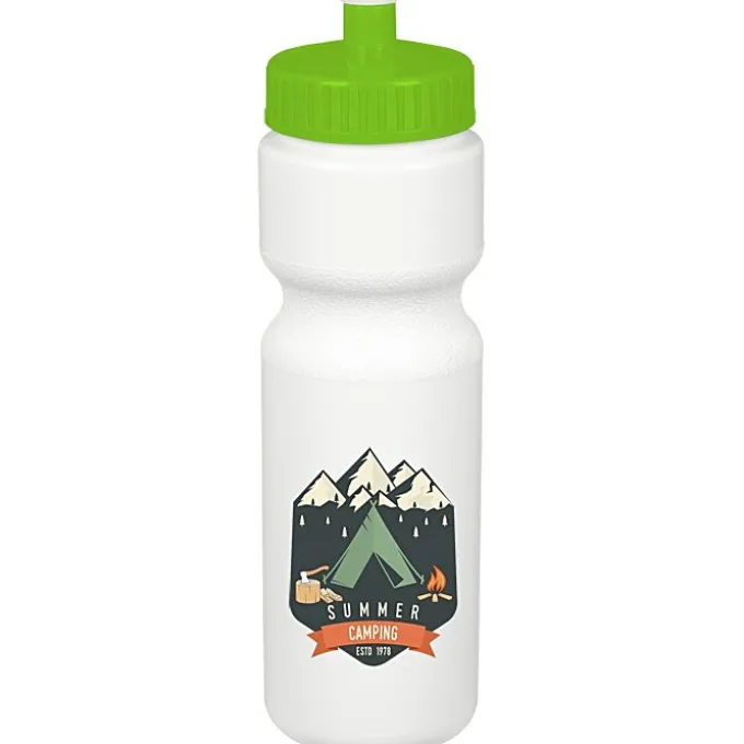 Sport Bottle with Push Pull Lid - 28 oz - White - Full Color