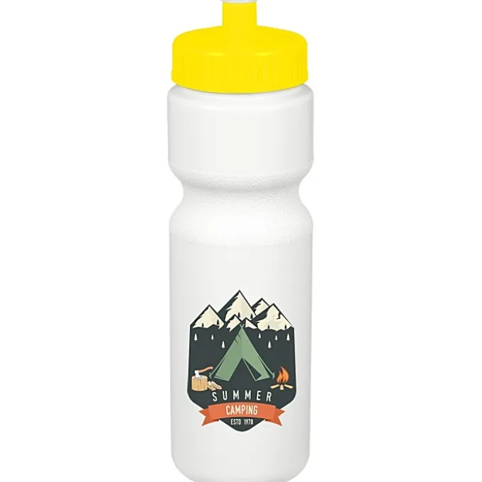 Sport Bottle with Push Pull Lid - 28 oz - White - Full Color