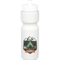 Sport Bottle with Push Pull Lid - 28 oz - White - Full Color