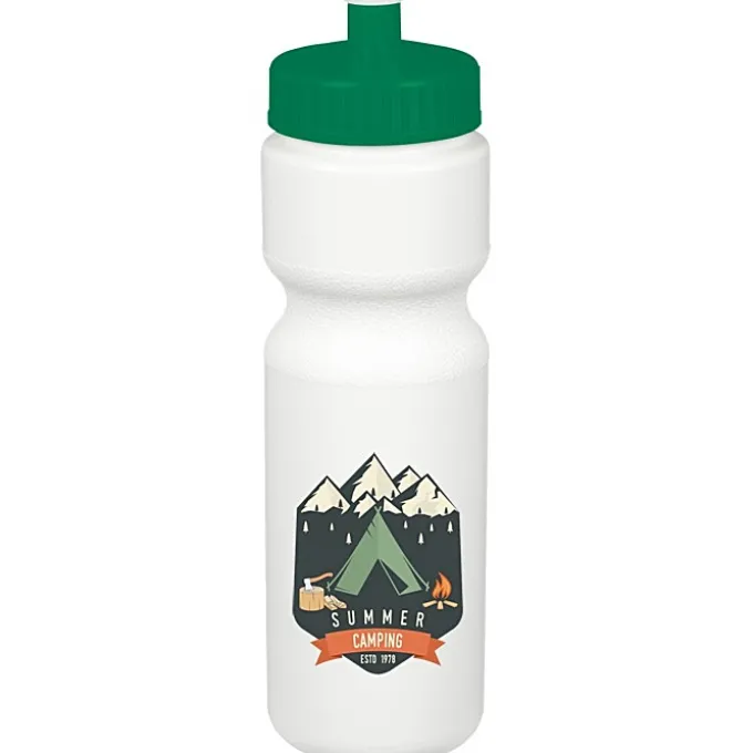 Sport Bottle with Push Pull Lid - 28 oz - White - Full Color