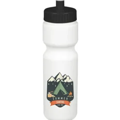 Sport Bottle with Push Pull Lid - 28 oz - White - Full Color