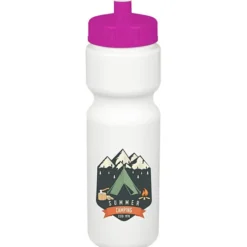 Sport Bottle with Push Pull Lid - 28 oz - White - Full Color