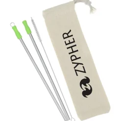 Stainless Straw Set in Cotton Pouch - 2 Pack