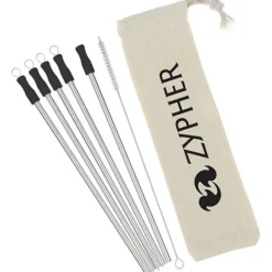 Stainless Straw Set in Cotton Pouch - 5 Pack