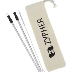 Stainless Straw Set in Cotton Pouch - 2 Pack - 24 hr