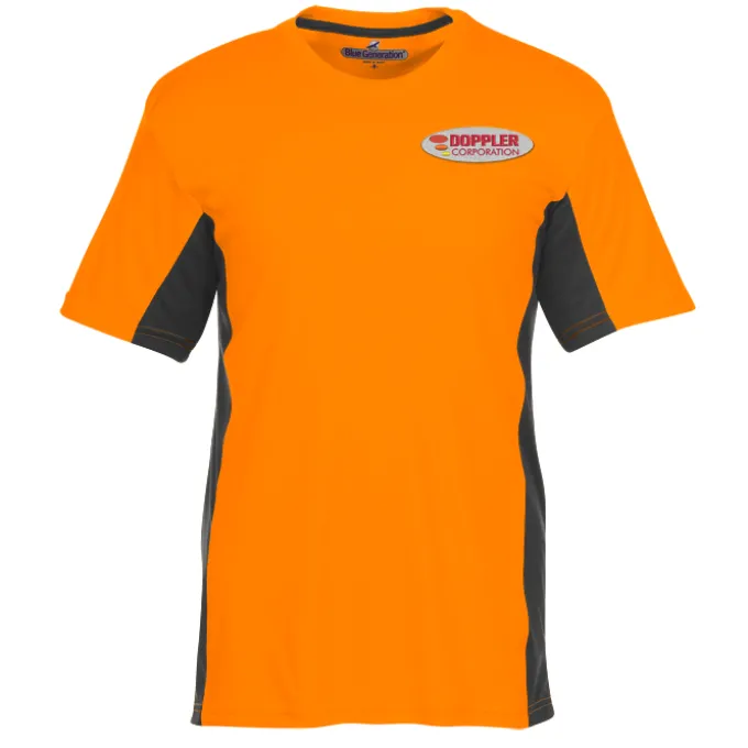 Stain Release Performance Colorblock T-Shirt - Men's - Embroidered
