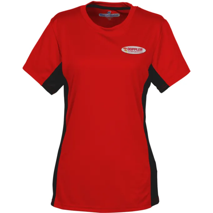 Stain Release Performance Colorblock T-Shirt - Ladies' - Embroidered